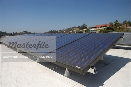 Solar array on rooftop in Los Angeles, California