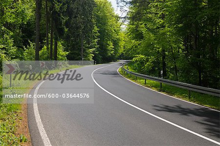 Road in Springtime, Oberbessenbach, Spessart, Bavaria, Germany