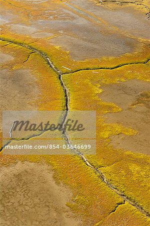 Aerial view of the colorful mud flats off Cook Inlet near Anchorage, Southcentral Alaska, Fall/n