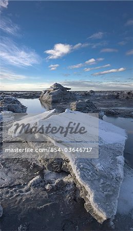 Stranded ice floes at low tide on the Turnagain Arm, Southcentral Alaska, Winter