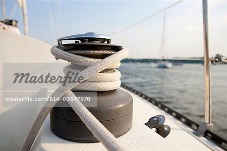 Rope on yacht, close up