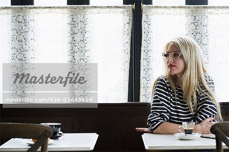 Woman waiting in coffee shop