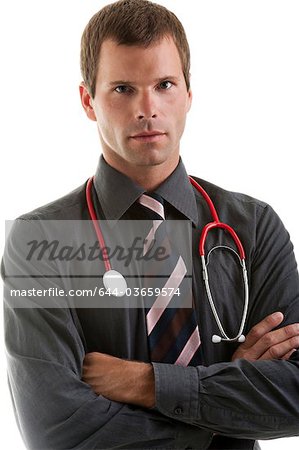 Porträt von einem Arzt mit Stethoskop