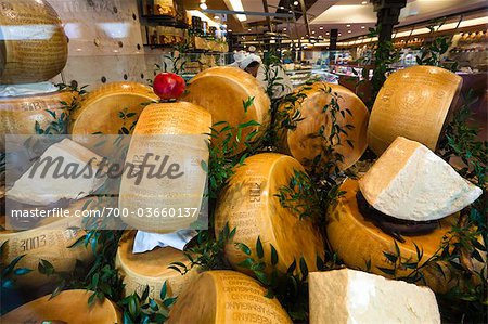 Cheese Display, Milan, Province of Milan, Lombardy, Italy