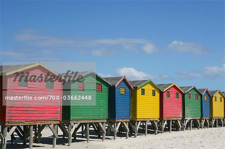 Badehäuser am Strand, Kapstadt, Südafrika