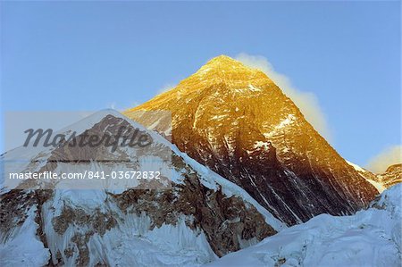 Coucher de soleil sur le mont Everest, 8850m, région de l'Everest Solu Khumbu, Parc National de Sagarmatha, Himalaya, Népal, Asie
