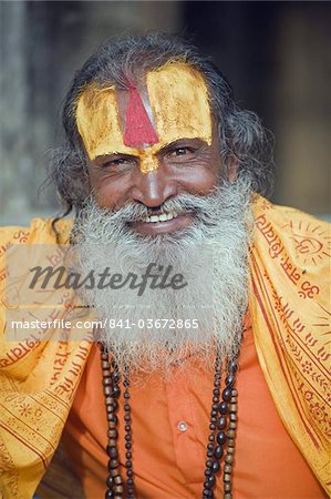 Sadhu (Holy Man) at Hindu pilgrimage site, Pashupatinath, Kathmandu, Nepal, Asia