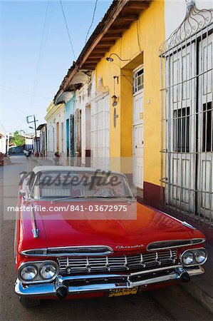 Chevrolet, classic 1950s American car, Trinidad, UNESCO World Heritage Site, Cuba, West Indies, Caribbean, Central America