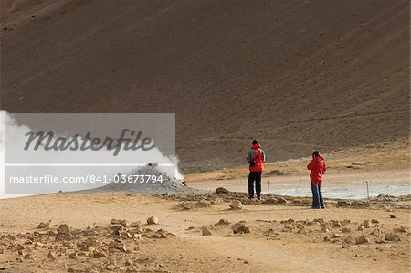 Hverir geothermischen Feldern am Fuße des Berges Namafjall, Myvatn See Gebiet, Island, Polarregionen