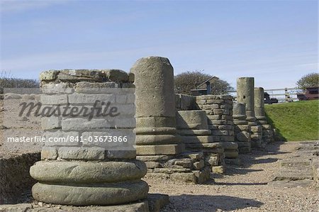 Bases de colonne à l'entrée de la ville romaine à Corbridge, zone du mur d'Hadrien, le grenier à blé, UNESCO World Heritage Site, Northumbria, Angleterre, Royaume-Uni, Europe Bases de colonne à l'entrée de la ville romaine à Corbridge, zone du mur d'Hadrien, le grenier à blé, UNESCO World Heritage Site, Northumbria, Angleterre, Royaume-Uni, Europe