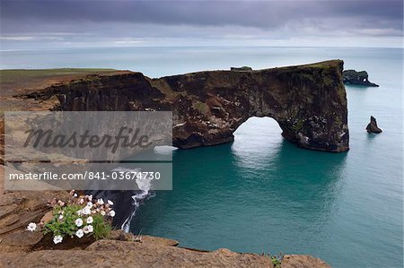 Dyrholaey natürliche arch, im Süden von Island (Sudurland), der südlichste Punkt in Island, in der Nähe von Vik, Iceland, Polarregionen