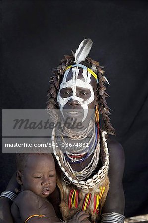 Karo people in the village of Kolcho, Omo Valley, Ethiopia, Africa