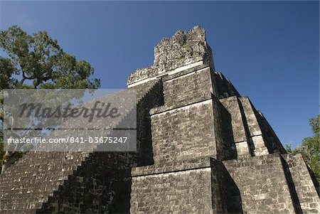 Temple no 2 (Temple des masques), grande place, Tikal, patrimoine mondial de l'UNESCO, Parc National de Tikal, Petén, Guatemala, Amérique centrale