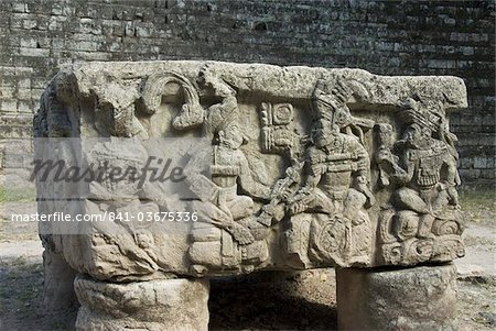 Altar Q, West Court, Copan Archaeological Park, Copan, UNESCO World Heritage Site, Honduras, Central America