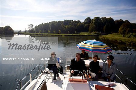 Navigation on the Saone river in Franche-Comte, France, Europe