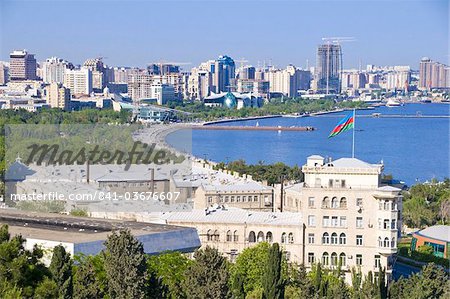 View over Baku Bay, Baku, Azerbaijan, Central Asia, Asia