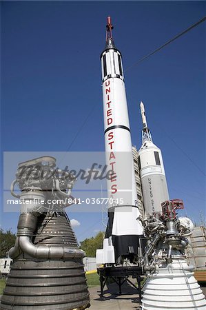 Anciennes fusées exposée au Centre spatial Johnson, Houston, Texas, États-Unis d'Amérique, l'Amérique du Nord