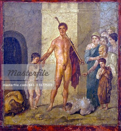 Thésée honorée par les Athéniens, après avoir tué le Minotaure, maison de Gavius Rufus de Pompéi, Musée archéologique National, Naples, Campanie, Italie, Europe