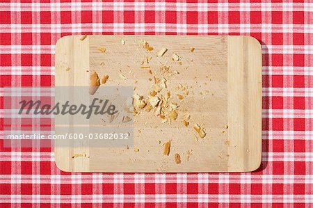 Cutting Board with Bread Crumbs