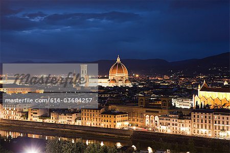 Night cityscape with Santa Maria del Fiore, Florence, Italy