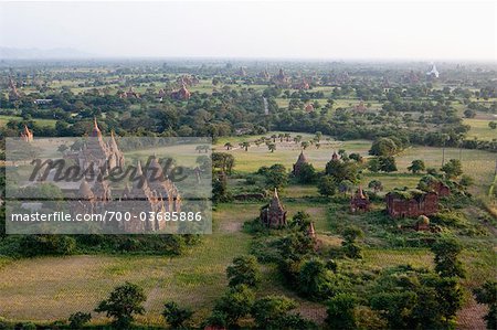 Vue d'ensemble des Temples de Bagan, la Division de Mandalay, Myanmar