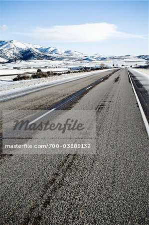 Route enneigée, Idaho, USA