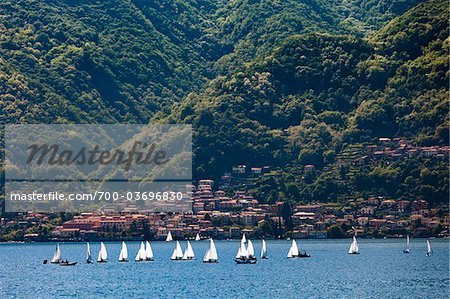 Sailboats on Lake Como, Lombardy, Italy