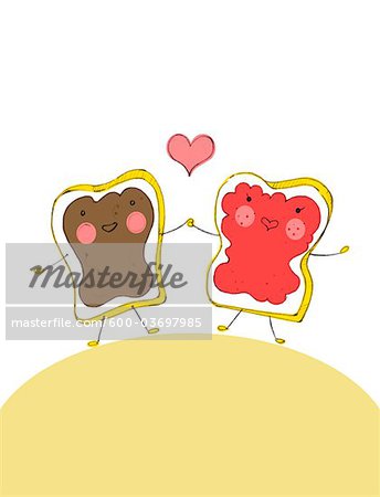 Illustration of Slices of Bread in Love