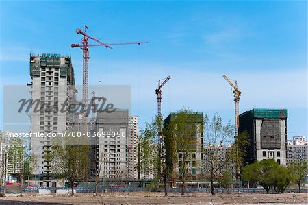 Bâtiments en Construction, Wangjing technologique District, Beijing, Chine