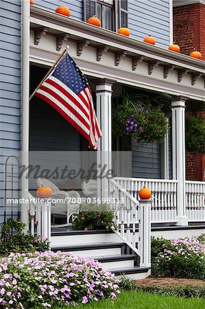 House Decorated with Pumpkins, Front Royal, Virginia, USA