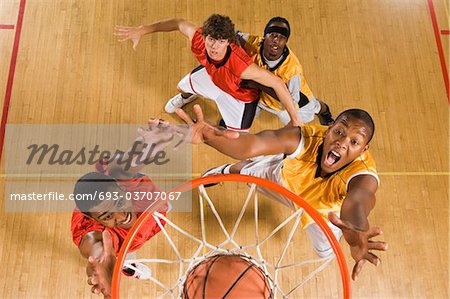 Basketball match, view from above rim