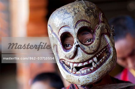 Participants prepare for the  Tamshingphala Tsechu in Bumthang Bhutan. Tsechu (literally 'day ten') are annual religious Bhutanese festivals