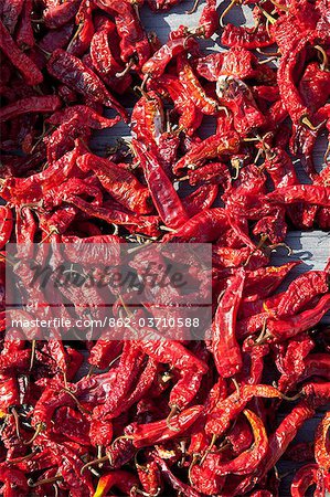 Chilli peppers drying in the sun in Bhutan