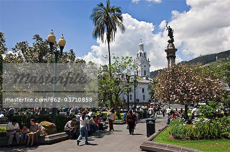 Ecuador, Independence Square in the Old City of Quito. Ecuador, Independence Square in the Old City of Quito.