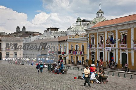 Ecuador, San Francisco Square (Plaza de San Francisco)  in the Old City of Quito.