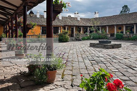 Ecuador, The beautiful Hacienda San Augustin de Callo is built on the site of an Inca palace.