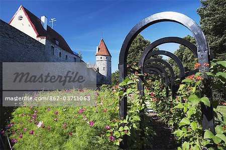 Estonia, Tallinn, Garden Outside Lower Town Wall