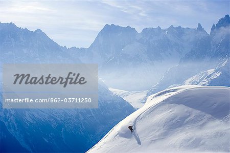 A snowboarder at La Flegere,Chamonix