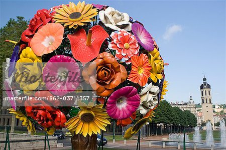 Lyon; France. Flower sculpture in Place Bellecourt