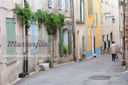 Provence, France. A street scene in a small rural village in Provence France Provence, France. A street scene in a small rural village in Provence France