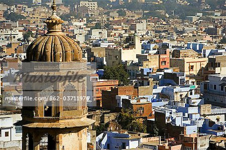 View over the crowded city of Udaipur from the City Palace,Udaipur,Rajasthan