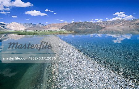 Pangong Lake, Ladakh, North West India. Pangong Lake is situated at an altitude of 14,500 ft / 4,267m