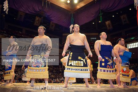 Grand Taikai Sumo Wrestling Tournament Dohyo ring entering ceremony of top ranked wrestlers