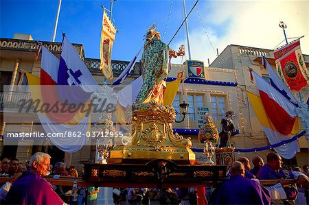 Malta: Zurrieq; Die Statue des Schutzheiligen, Madonna erfolgt während der jährlichen religiösen Parade.