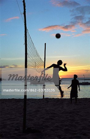 People playing volley ball on White Beach, Boracay, Philippines