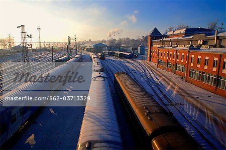 Russia, Siberia, Irkutsk; Irkutsk station, which the Trans-Siberian railway passes through.