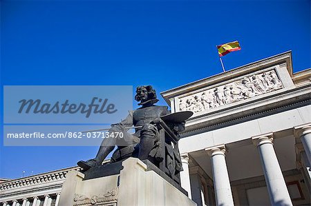 Statue of Velazquez in front of Museo del Prado, Madrid, Spain, Europe