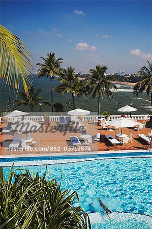 Swimming pool and outdoor terrace at Mount Lavinia Hotel, Mount Lavinia, Colombo, Sri Lanka