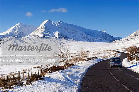 Wales, Gwynedd, Snowdonia. View along the A4086r towards Nant Peris and Snowdon.