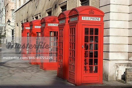 Old-fashioned red telephone boxes, Broad Court, near the Royal Opera House, Covent Garden, London, WC2, England